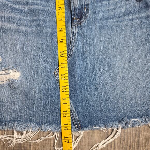GAP Denim Skirt Women 4 Tall 27T Blue Distressed Raw Hem Jean Skirt Casual Retro - Picture 11 of 11